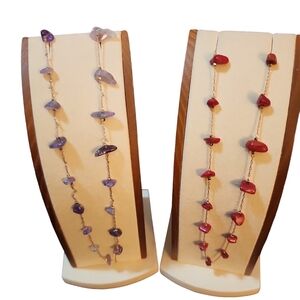 18" Necklaces, Adorning Stations w/ Lavender or Red Jasper Carnelian Stones NWT